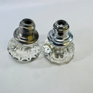 12 Point Clear Glass Door Knobs Pair 1920s to 1940s