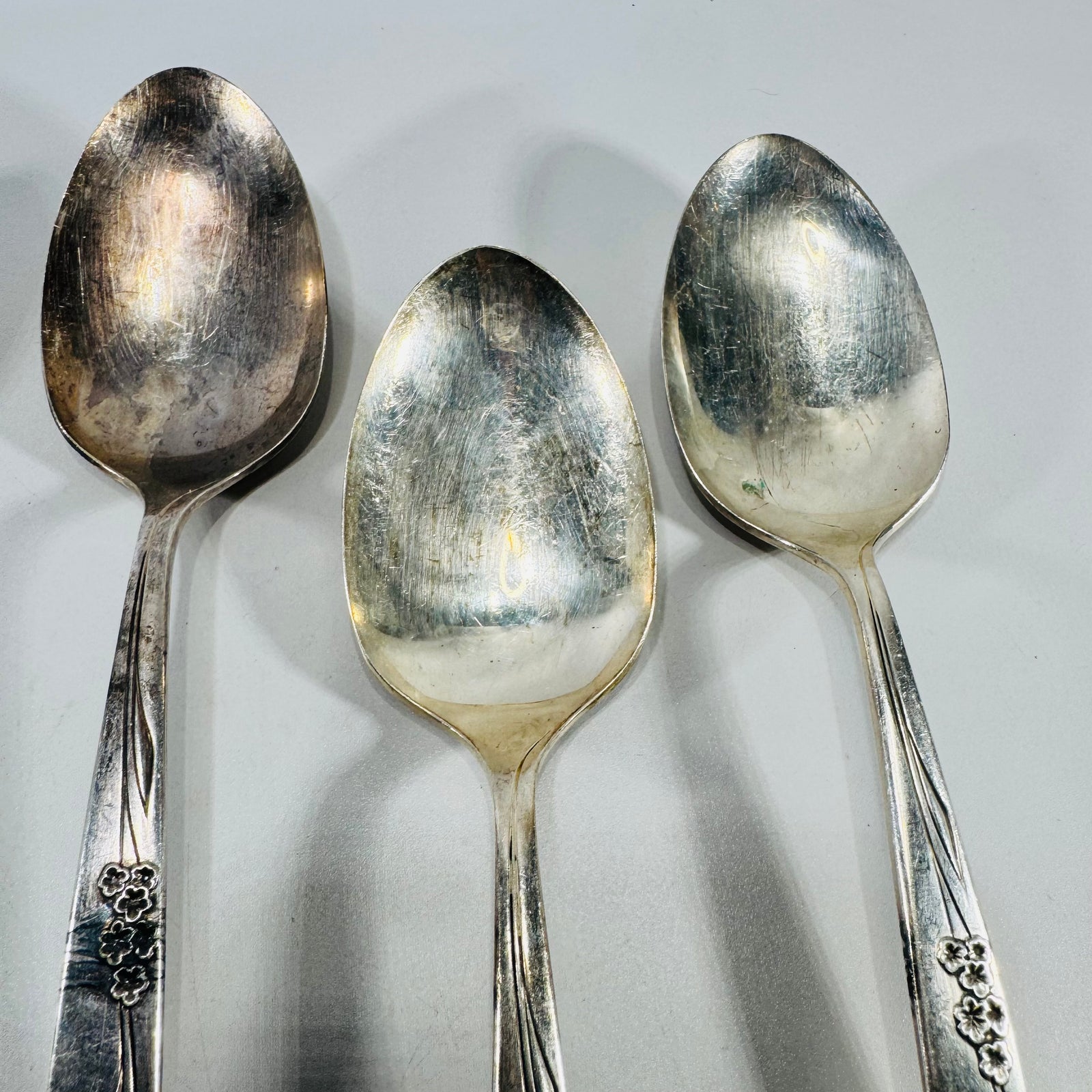 Oneida Enchantment Gentle Rose Silverplate Serving Spoons Set of 5
