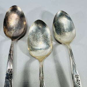 Oneida Enchantment Gentle Rose Silverplate Serving Spoons Set of 5