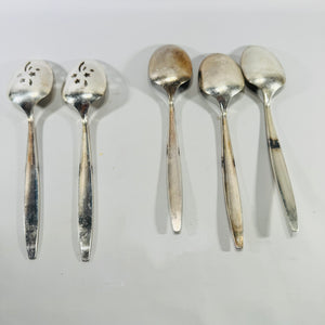 Oneida Enchantment Gentle Rose Silverplate Serving Spoons Set of 5
