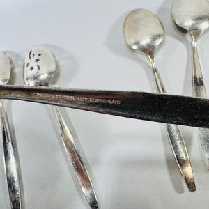 Oneida Enchantment Gentle Rose Silverplate Serving Spoons Set of 5