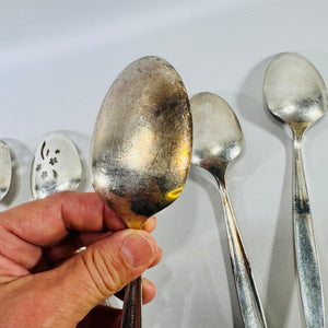 Oneida Enchantment Gentle Rose Silverplate Serving Spoons Set of 5