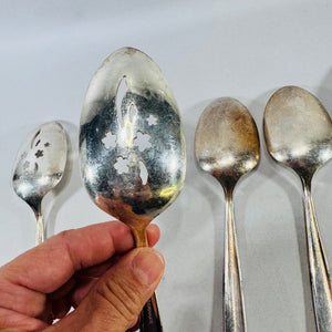Oneida Enchantment Gentle Rose Silverplate Serving Spoons Set of 5