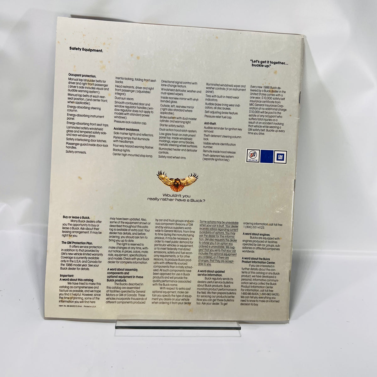 The Buick Buyer's Guide 1986 Dealers Showroom Advertising Catalog Brochure Guide Cars & Station Wagon by General Motors