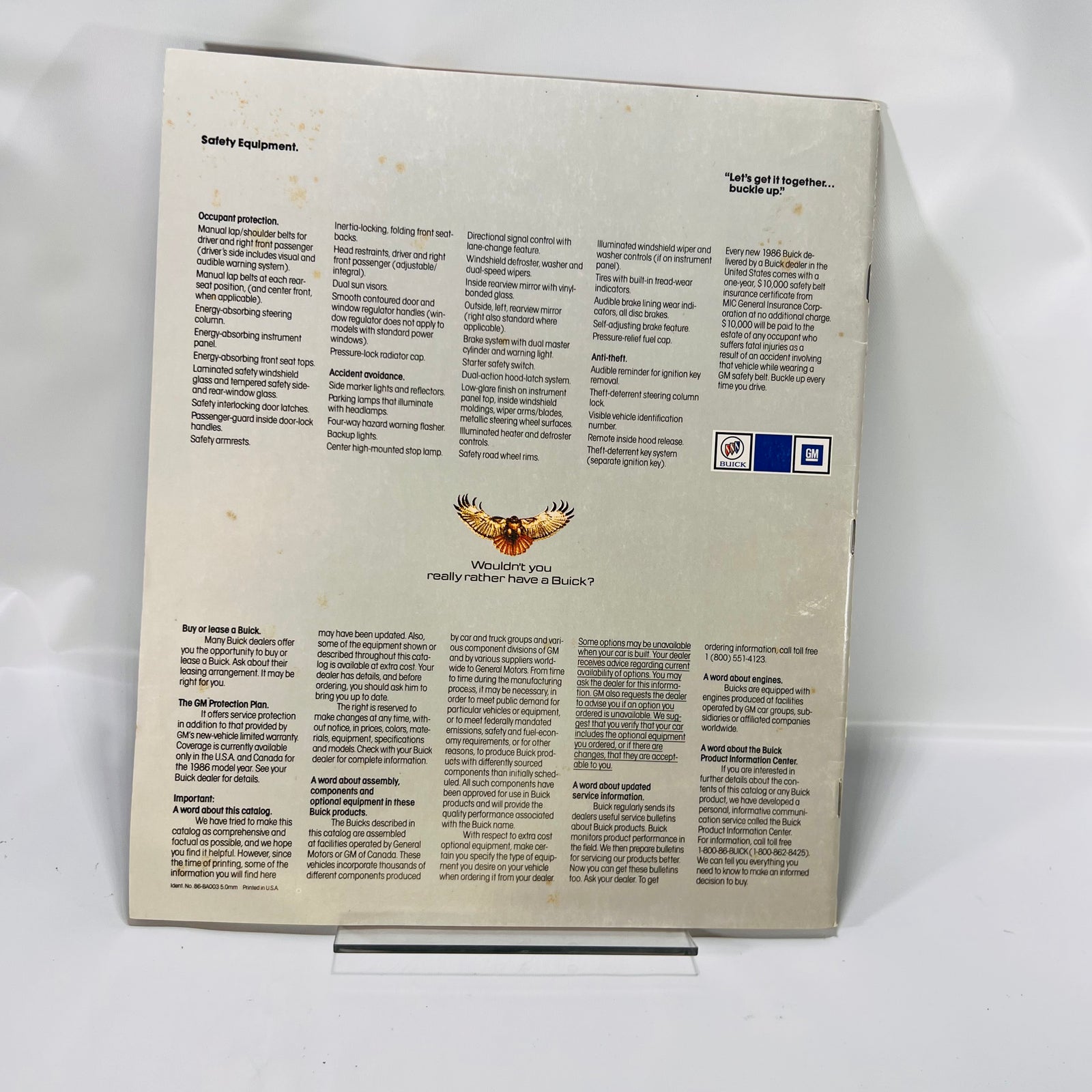 The Buick Buyer's Guide 1986 Dealers Showroom Advertising Catalog Brochure Guide Cars & Station Wagon by General Motors