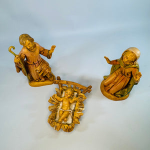 Vintage Fontanini Depose Italy Nativity Set, Holy Family with Angel, 1980s Italian Nativity Figurines, Christmas Creche Decor