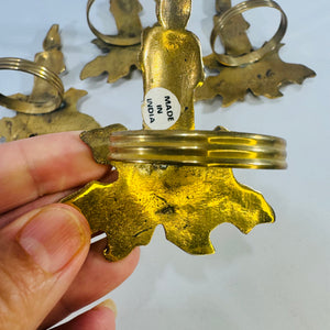 Brass Candle Holly Napkin Rings Set of 4 Vintage Made in India