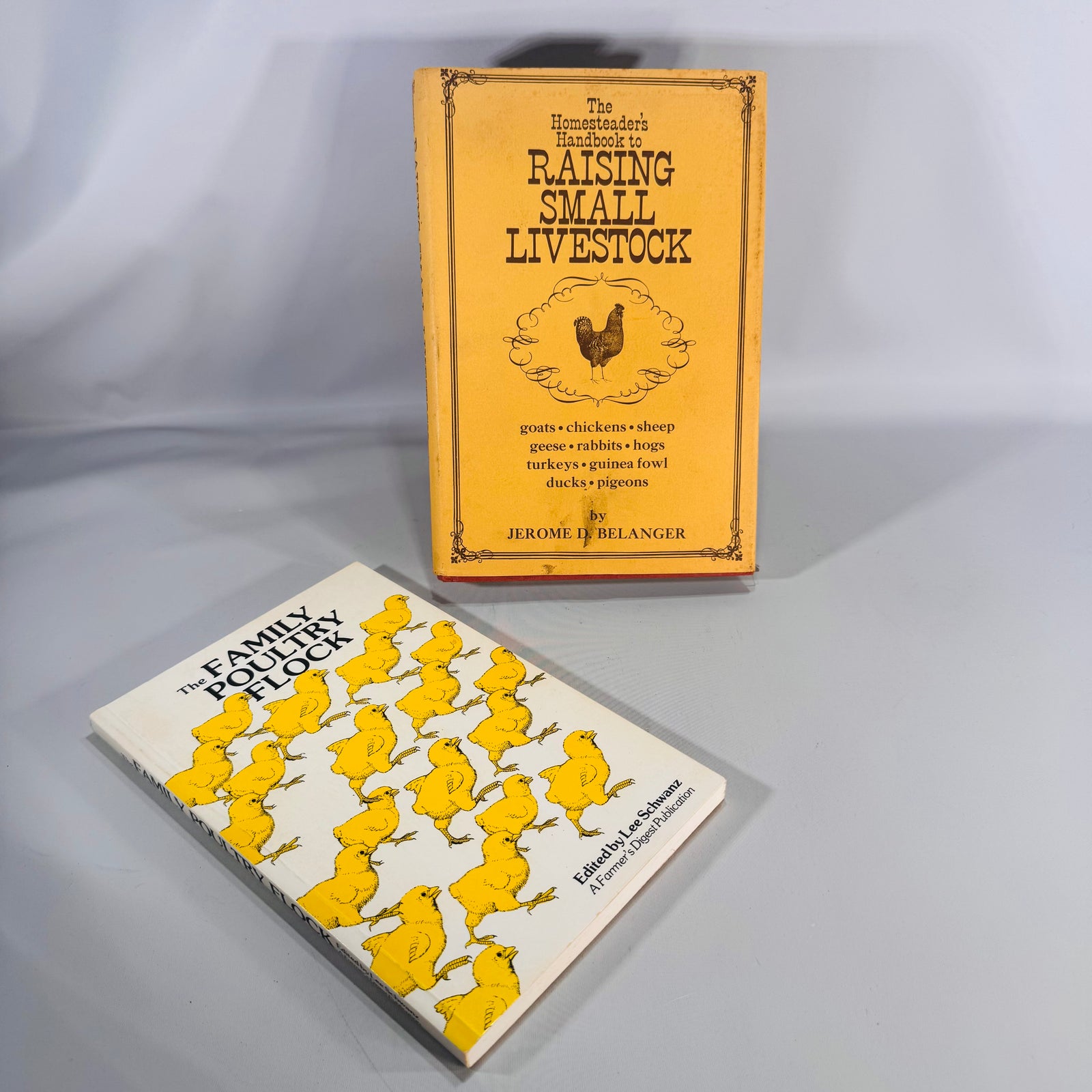 Homesteading & Poultry Care Guides — Raising Small Livestock (1970s) — Jerome D. Belanger | 2-Book Set with The Family Poultry Flock, Farming/Backyard Livestock