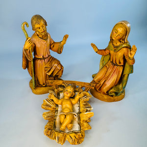 Vintage Fontanini Depose Italy Nativity Set, Holy Family with Angel, 1980s Italian Nativity Figurines, Christmas Creche Decor