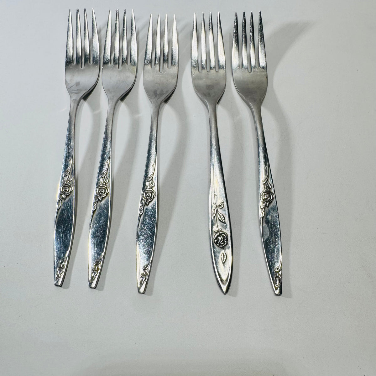 West Bend Stainless USA Rose Pattern Forks Mixed Set of 5