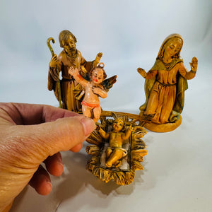 Vintage Fontanini Depose Italy Nativity Set, Holy Family with Angel, 1980s Italian Nativity Figurines, Christmas Creche Decor