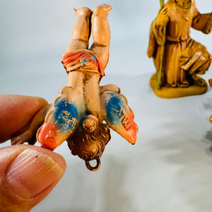Vintage Fontanini Depose Italy Nativity Set, Holy Family with Angel, 1980s Italian Nativity Figurines, Christmas Creche Decor