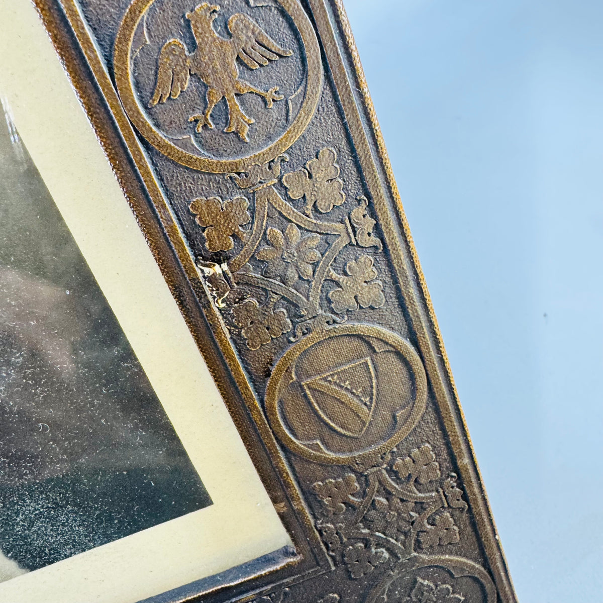 1920s Embossed Leatherette Graduation Portrait Frame 1924 Photo
