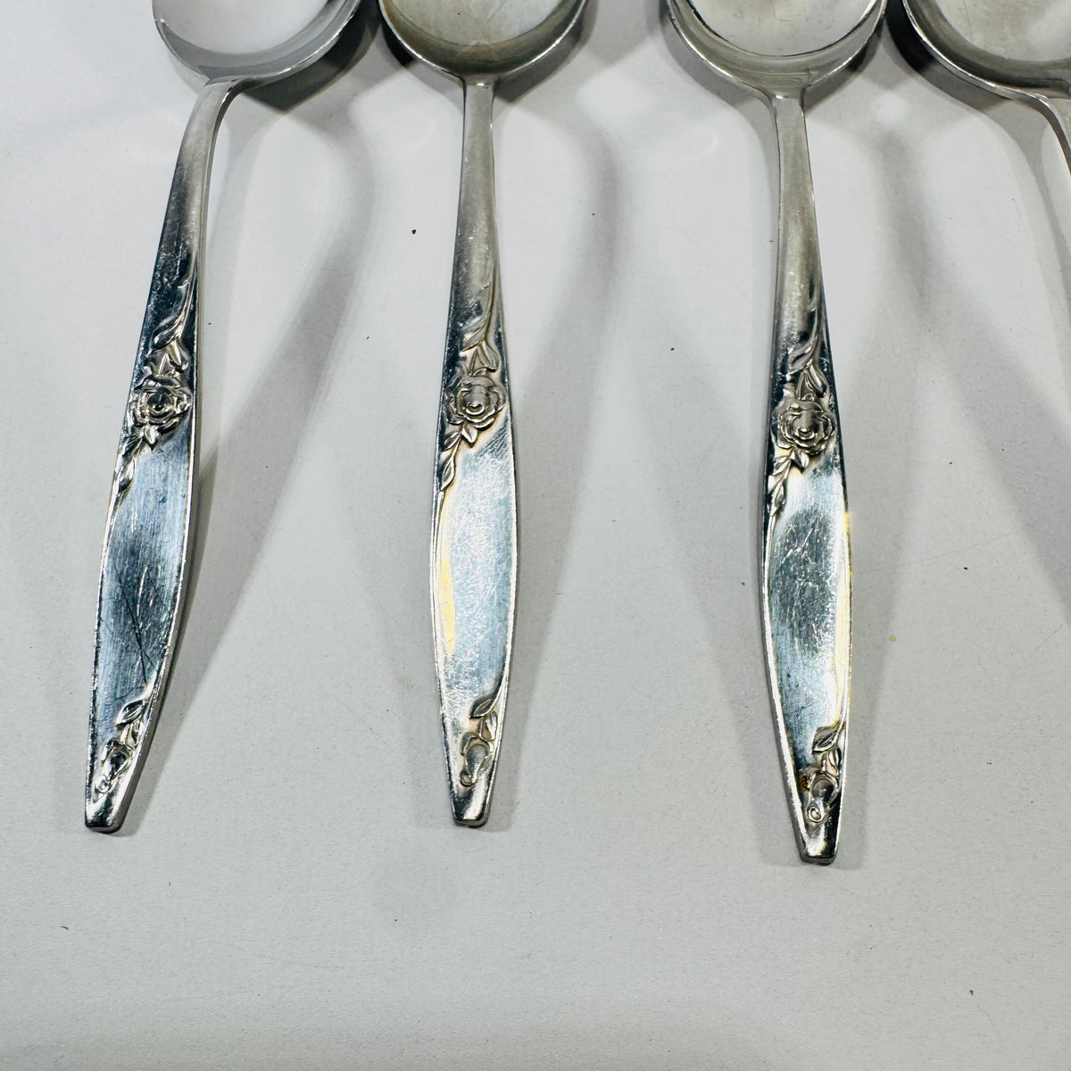 West Bend Twilight Rose Oval Soup Spoons Set of 6 Stainless