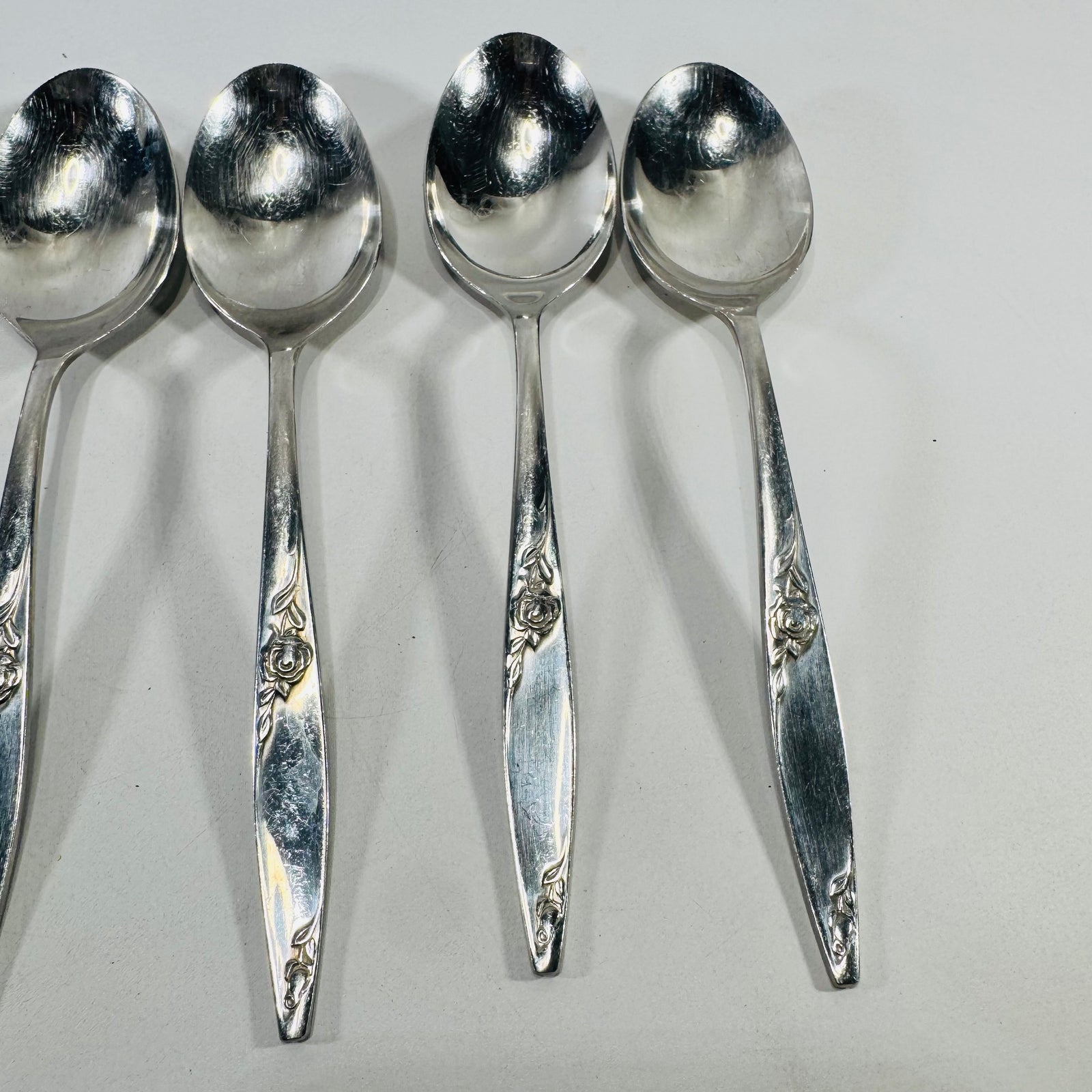 West Bend Twilight Rose Oval Soup Spoons Set of 6 Stainless