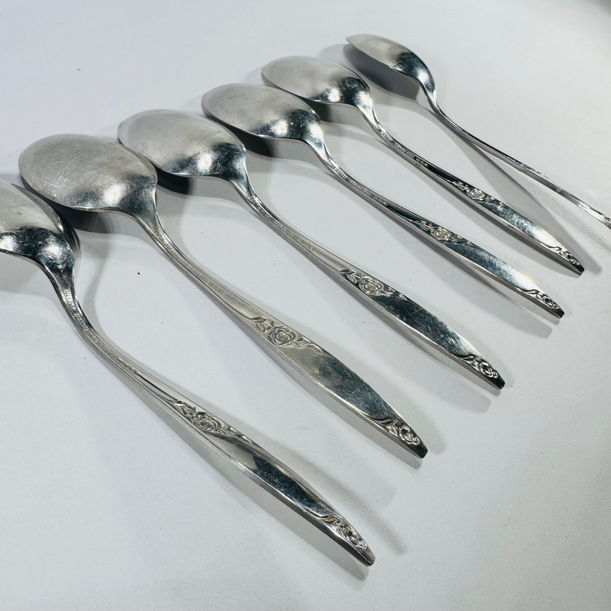 West Bend Twilight Rose Oval Soup Spoons Set of 6 Stainless