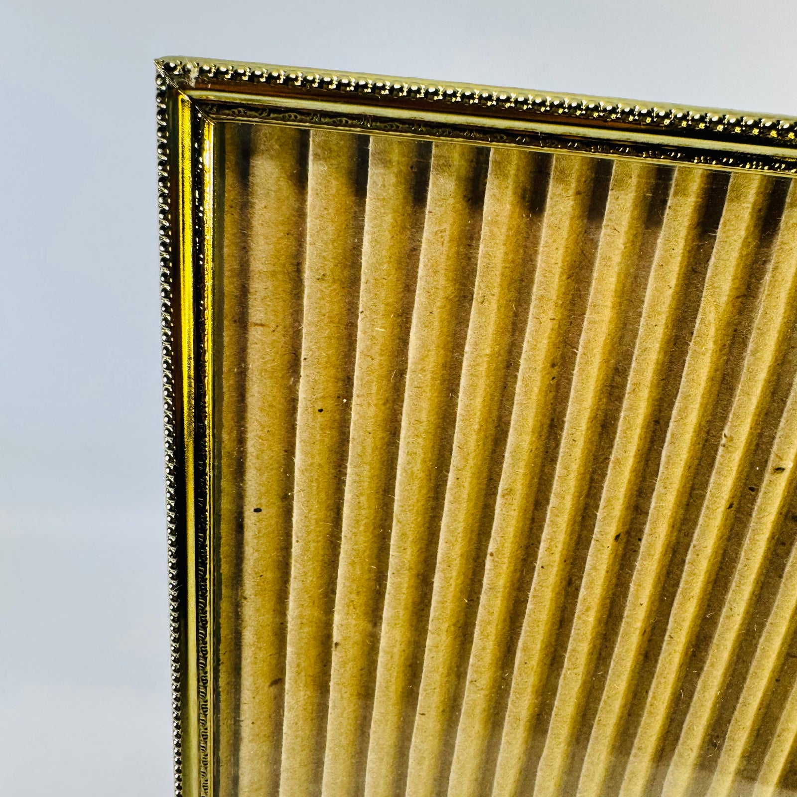 Gold Tone Metal Picture Frame Vintage Beaded Easel Back