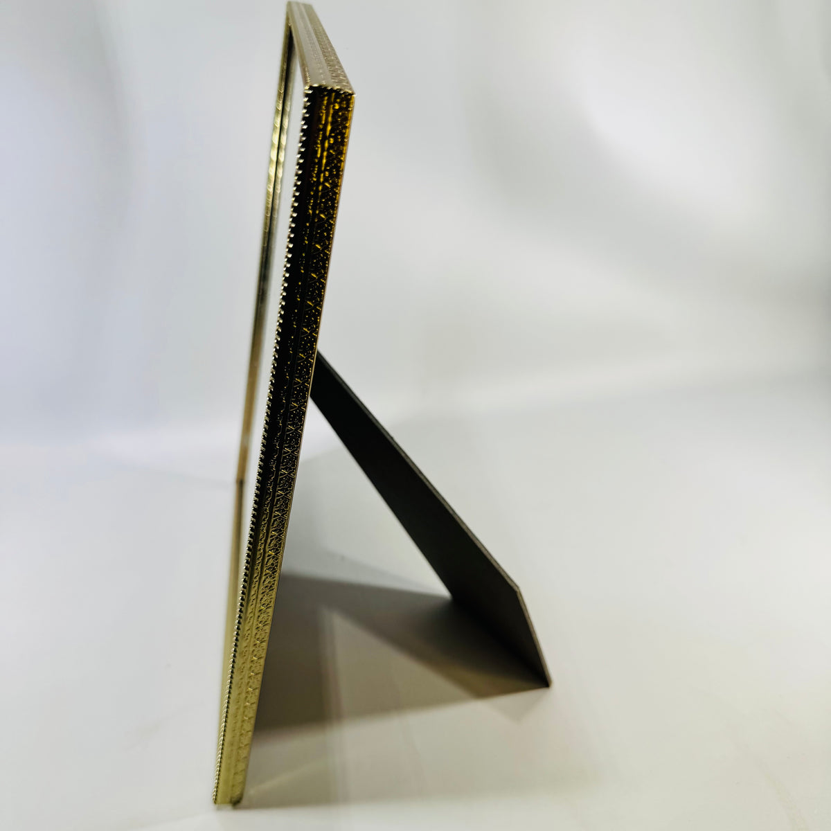 Gold Tone Metal Picture Frame Vintage Beaded Easel Back