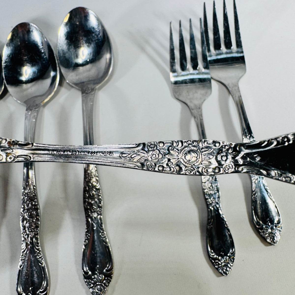 Northland Carolina Stainless Flatware Lot of 8 Spoons Forks Korea
