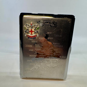 Vintage Kincraft Cigarette Case England Wales Map Case Made in England Chrome Metal Travel Souvenir Case