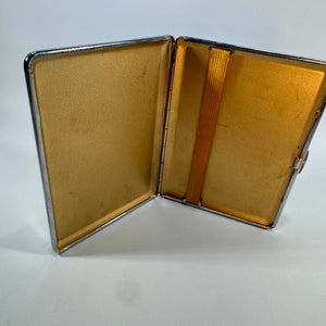 Vintage Kincraft Cigarette Case England Wales Map Case Made in England Chrome Metal Travel Souvenir Case