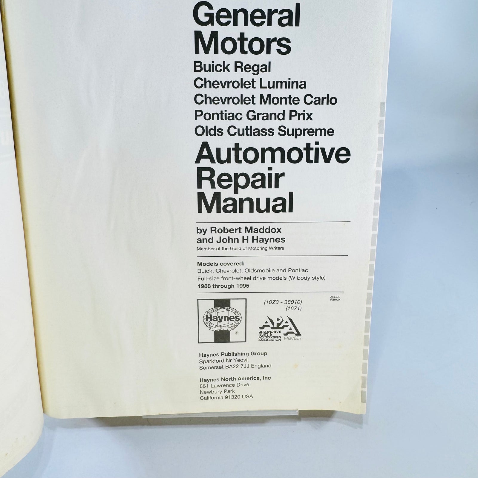 General Motors Automotive Repair Manual 1988 to 1995 Haynes 38010