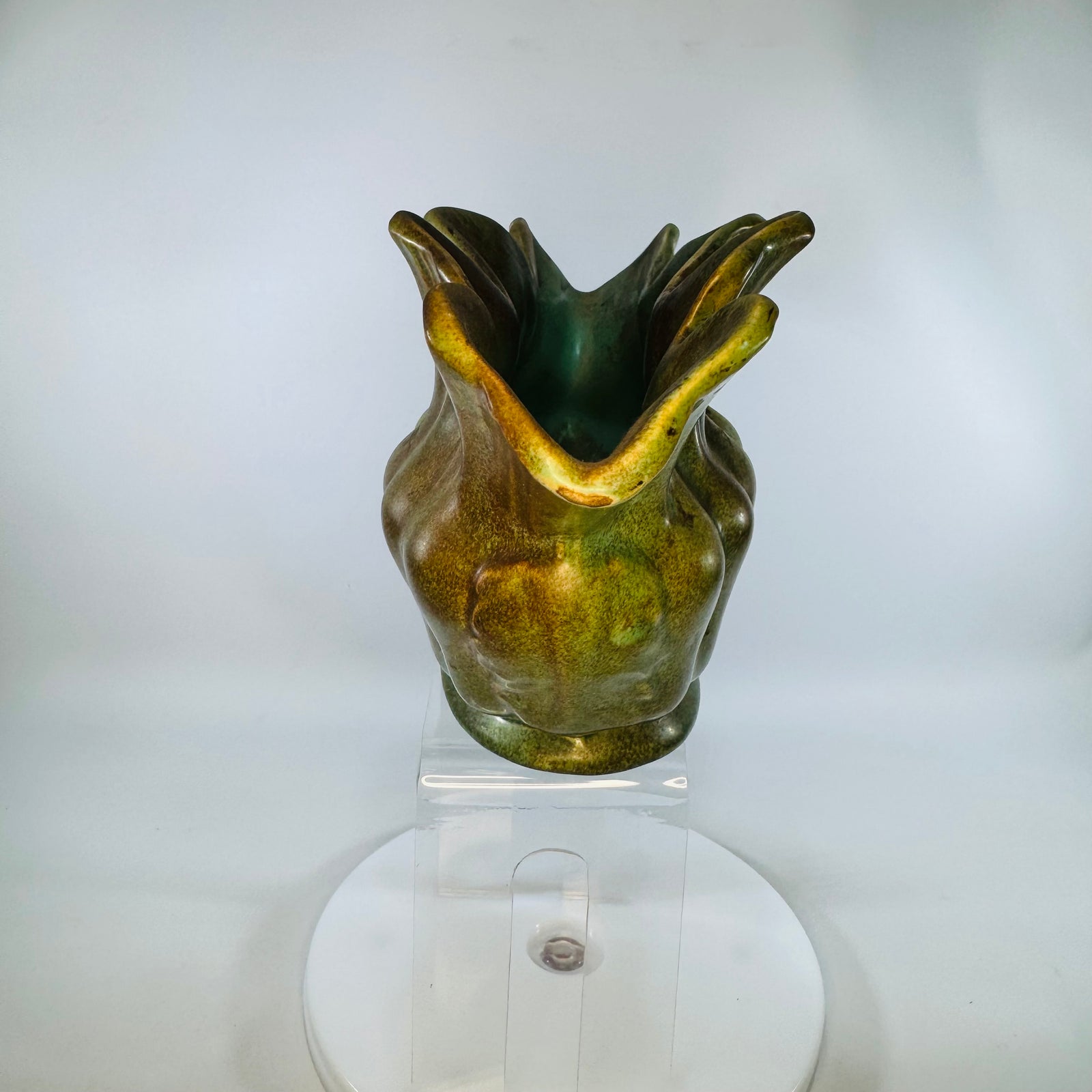 Artistic California 500 Pottery Planter Vase Vintage Whittier California Green Mottled Planter Mid Century