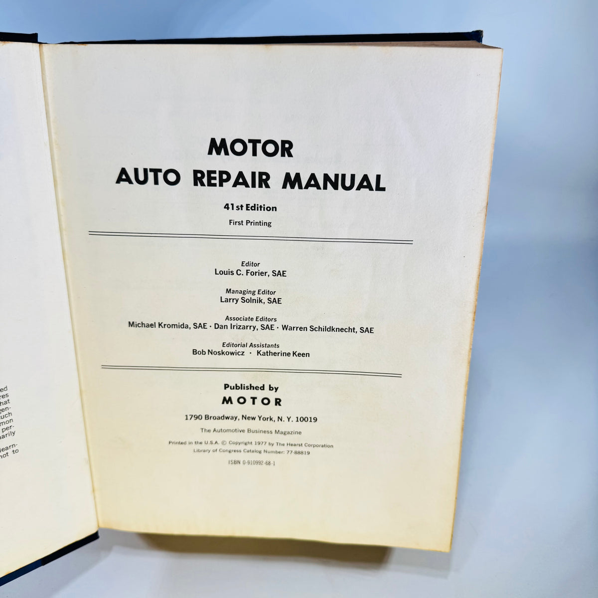 Motor Auto Repair Manual 1978 41st Edition First Printing