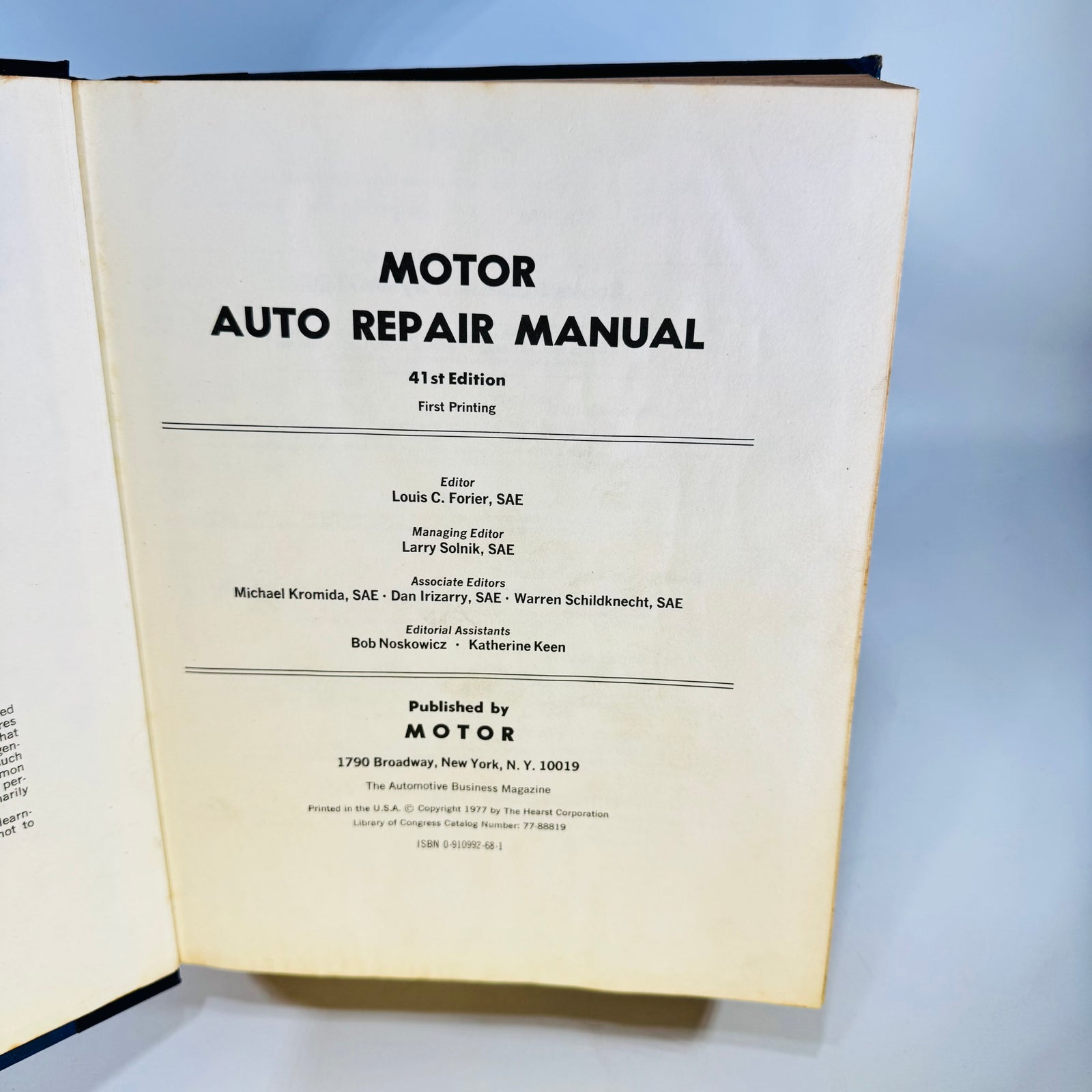 Motor Auto Repair Manual 1978 41st Edition First Printing