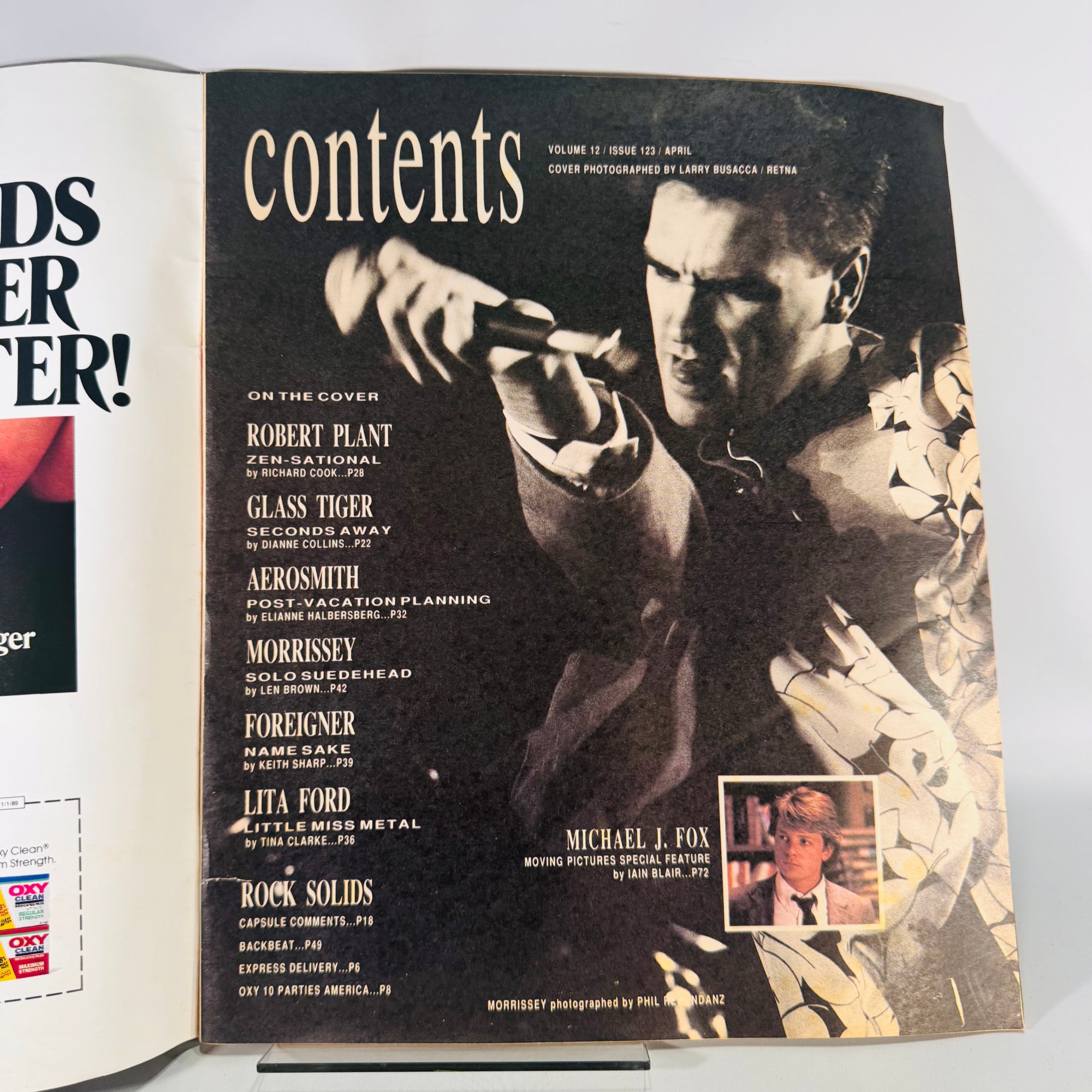 Music Magazine, Rock Memorabilia — Rock Express Vol. 12, Issue 123 (April, late 1980s) — Robert Plant Cover | Aerosmith, Morrissey, Michael J. Fox,