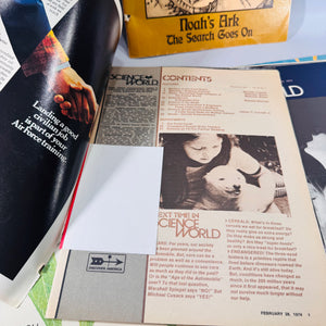 Science World (4 Issues, 1974) — Classroom Periodical | Cave Bears, Allergies, Noah’s Ark, Science Magazine Set