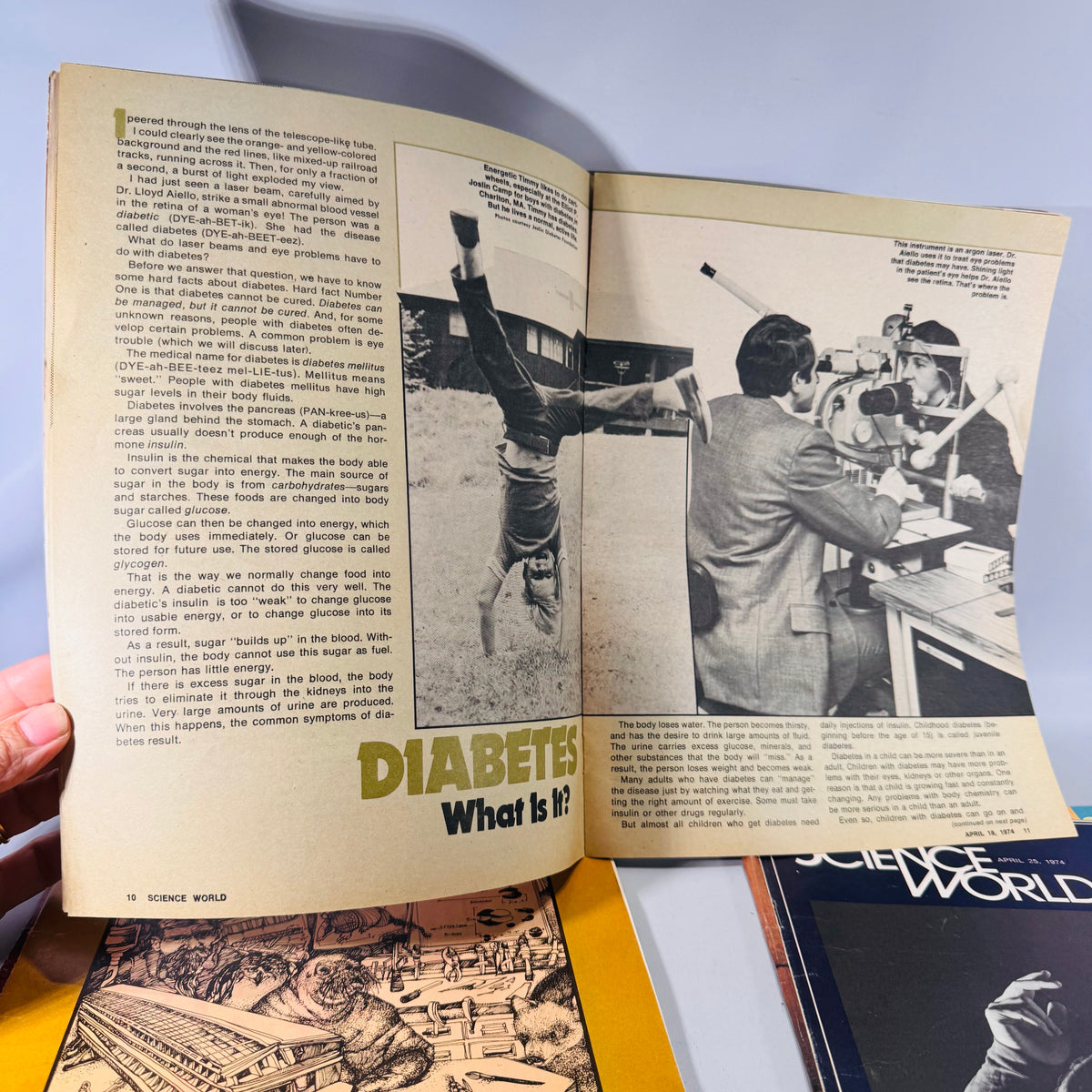 Science World (4 Issues, 1974) — Classroom Periodical | Cave Bears, Allergies, Noah’s Ark, Science Magazine Set