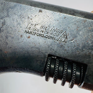 Vintage Billings & Spencer Model G Adjustable Auto Wrench, 11 Inch Hartford CT Tool, Early Mechanic Shop Wrench