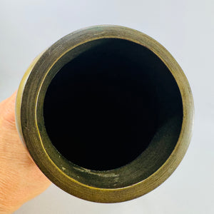 Antique Meiji Japanese Mixed Metal Bronze Vase Bird Floral Relief 7” Kacho-ga Art Metal Vase