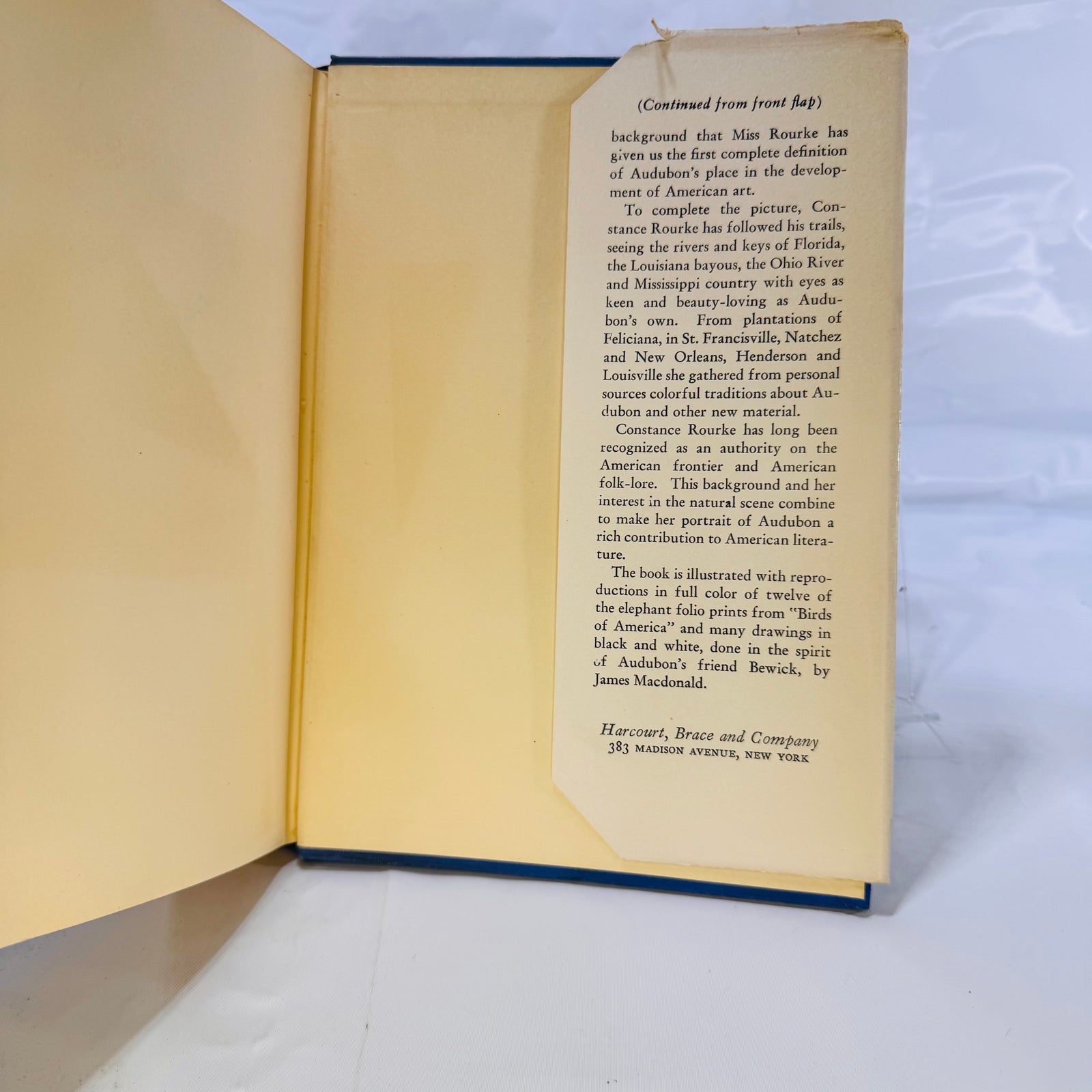 Audubon by Constance Rourke (1936), Harcourt Brace and Company, Hardcover