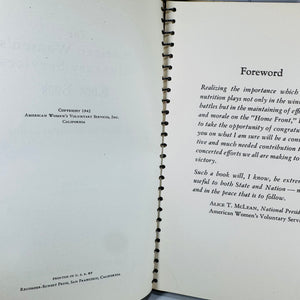 Vintage WWII Wartime Cookbook — American Women’s Voluntary Services Cook Book (1942) — Marion Gregg | Spiral Bound, Wartime Cooking / Home Economics