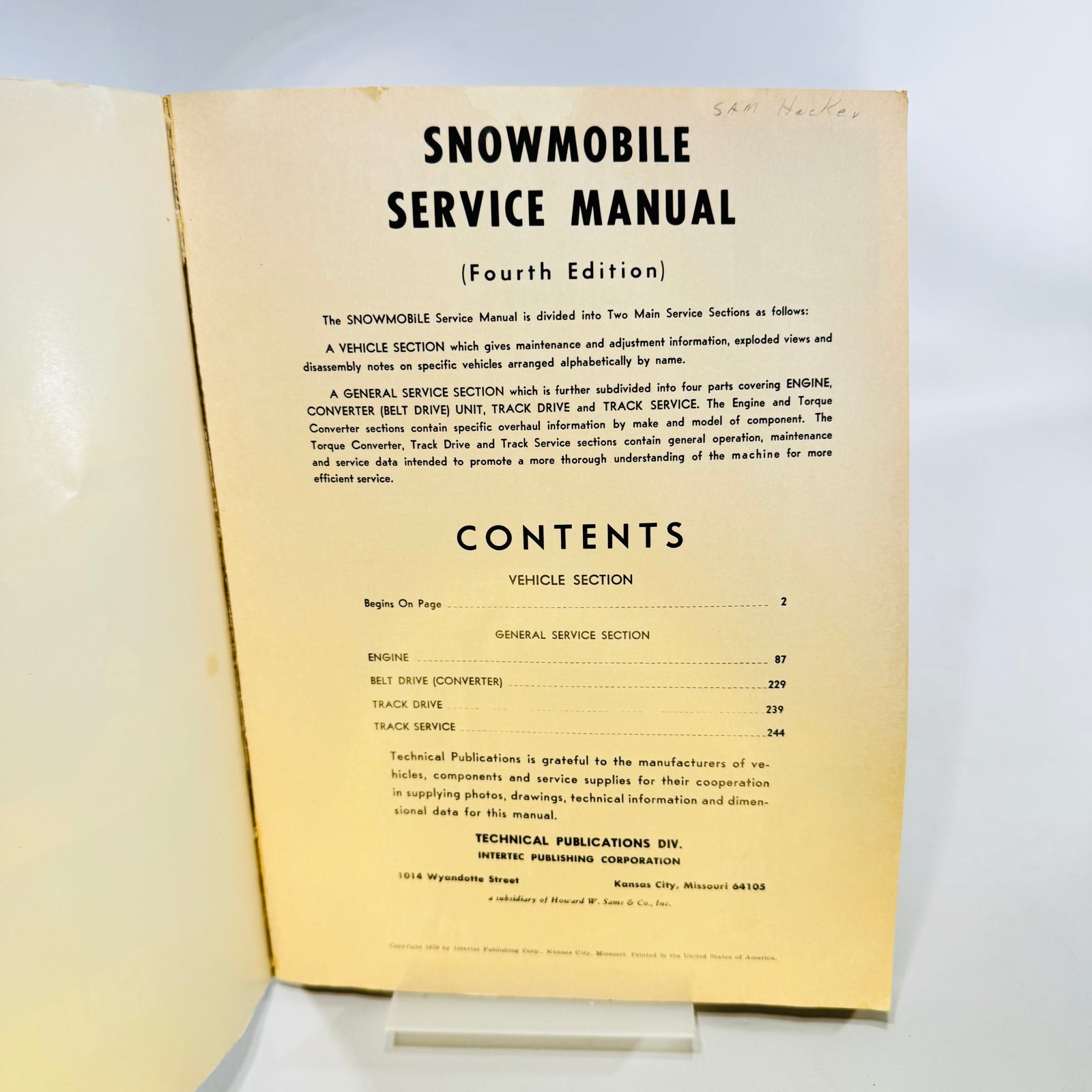 Snowmobile Service Manual 4th Edition Intertec 1970 Repair Guide
