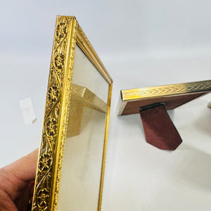 Ornate Gold Tone Metal Picture Frames Lot of 3 Easel Back Tabletop