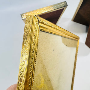 Ornate Gold Tone Metal Picture Frames Lot of 3 Easel Back Tabletop