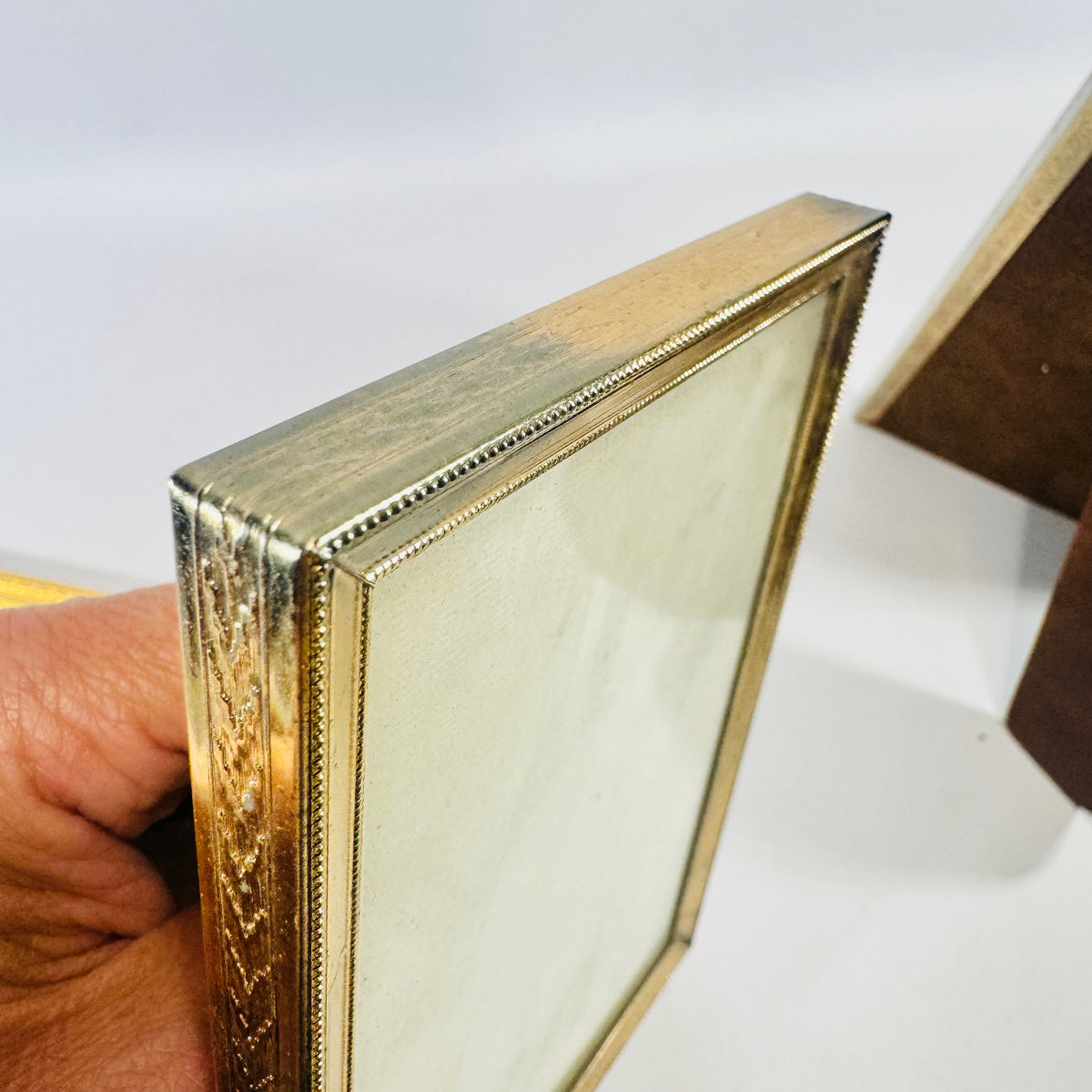 Ornate Gold Tone Metal Picture Frames Lot of 3 Easel Back Tabletop