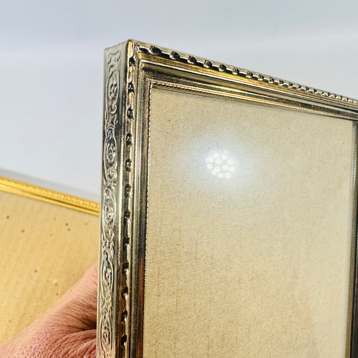 Ornate Gold Tone Metal Picture Frames Lot of 3 Easel Back Tabletop