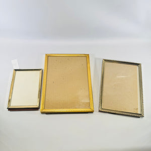 Ornate Gold Tone Metal Picture Frames Lot of 3 Easel Back Tabletop