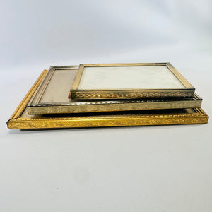 Ornate Gold Tone Metal Picture Frames Lot of 3 Easel Back Tabletop