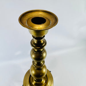 Solid Brass Baluster Candlestick 1970s Colonial Revival