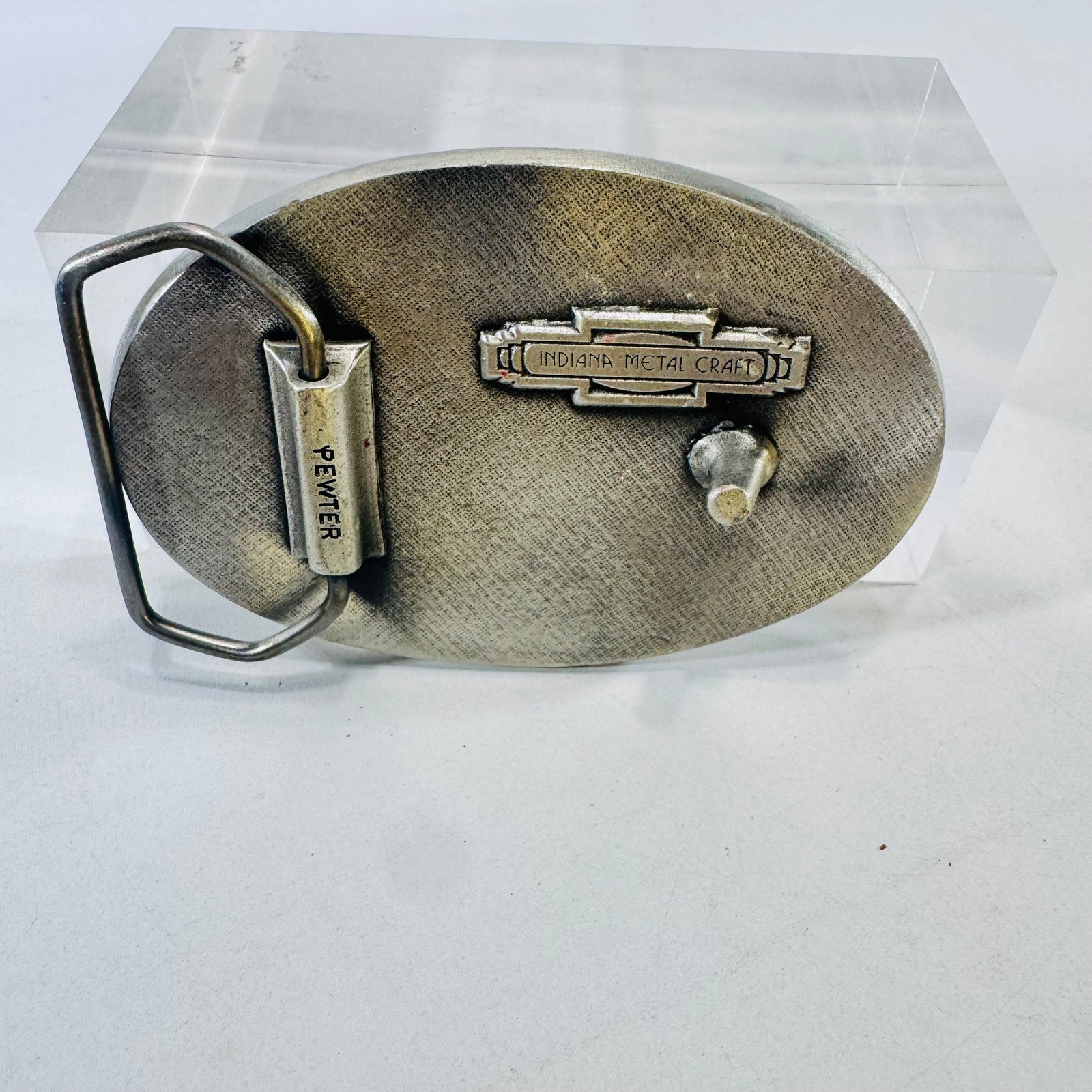Old Town Canoe Indiana Metal Craft Pewter Belt Buckle Canoeing Scene