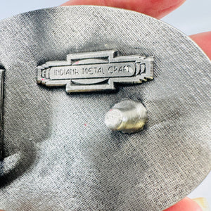Old Town Canoe Indiana Metal Craft Pewter Belt Buckle Canoeing Scene