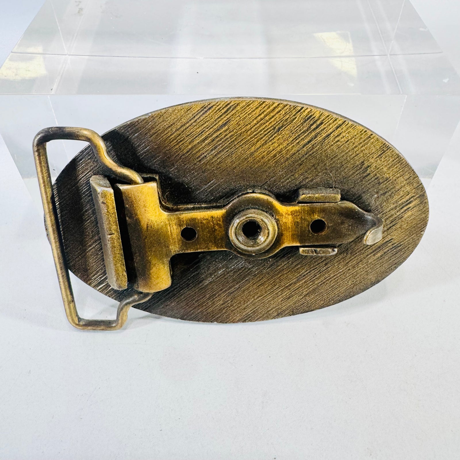 Old Town Canoe Co. Brass Enamel Belt Buckle Maine Nameplate Design