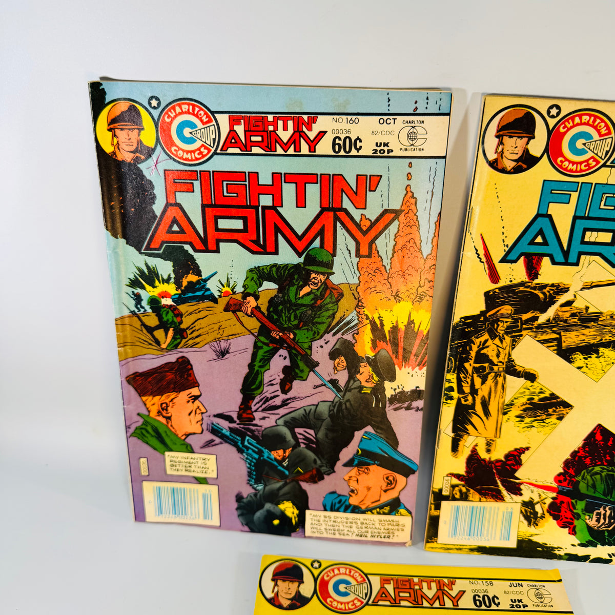 Vintage War Comics Lot — Fightin’ Army #158, #159, #160 (1982) — Charlton Comics | Bronze Age War Comic Series, Military Comics