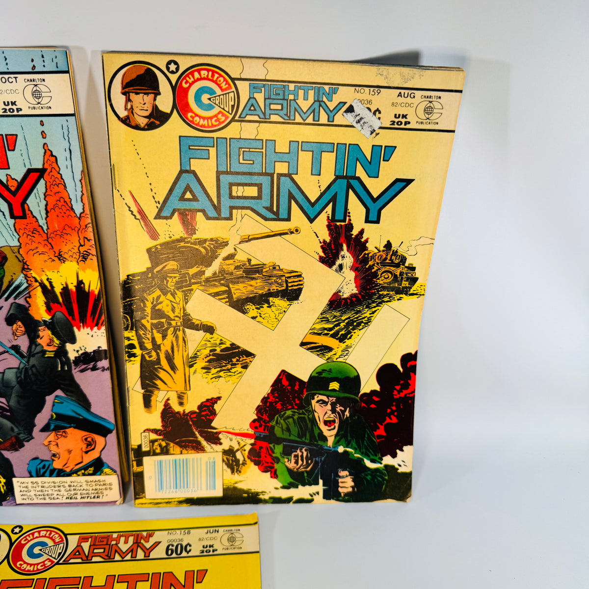 Vintage War Comics Lot — Fightin’ Army #158, #159, #160 (1982) — Charlton Comics | Bronze Age War Comic Series, Military Comics