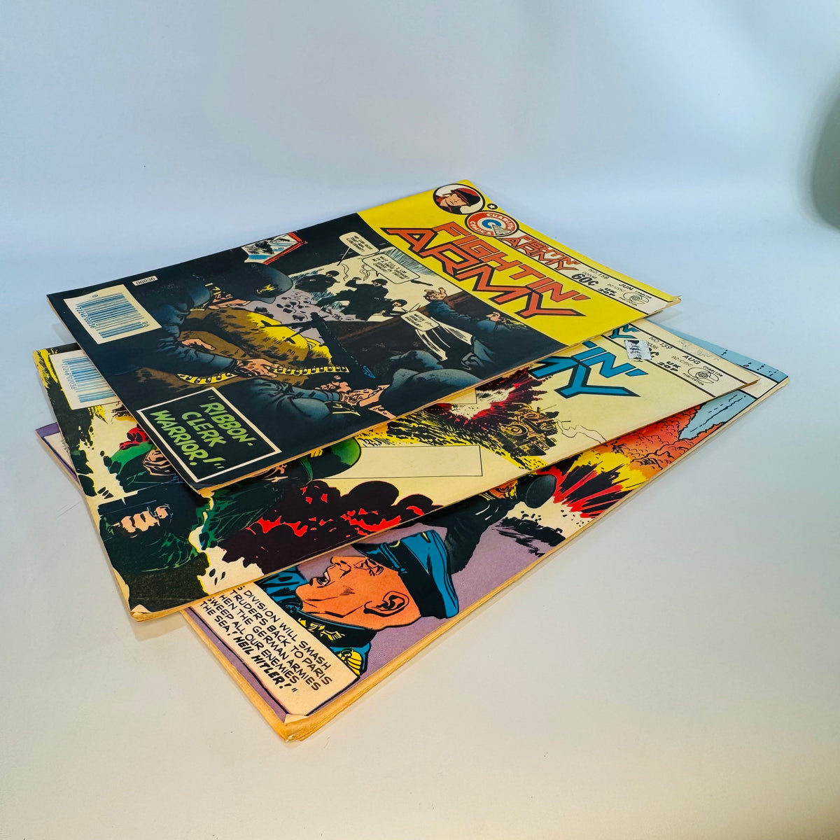 Vintage War Comics Lot — Fightin’ Army #158, #159, #160 (1982) — Charlton Comics | Bronze Age War Comic Series, Military Comics